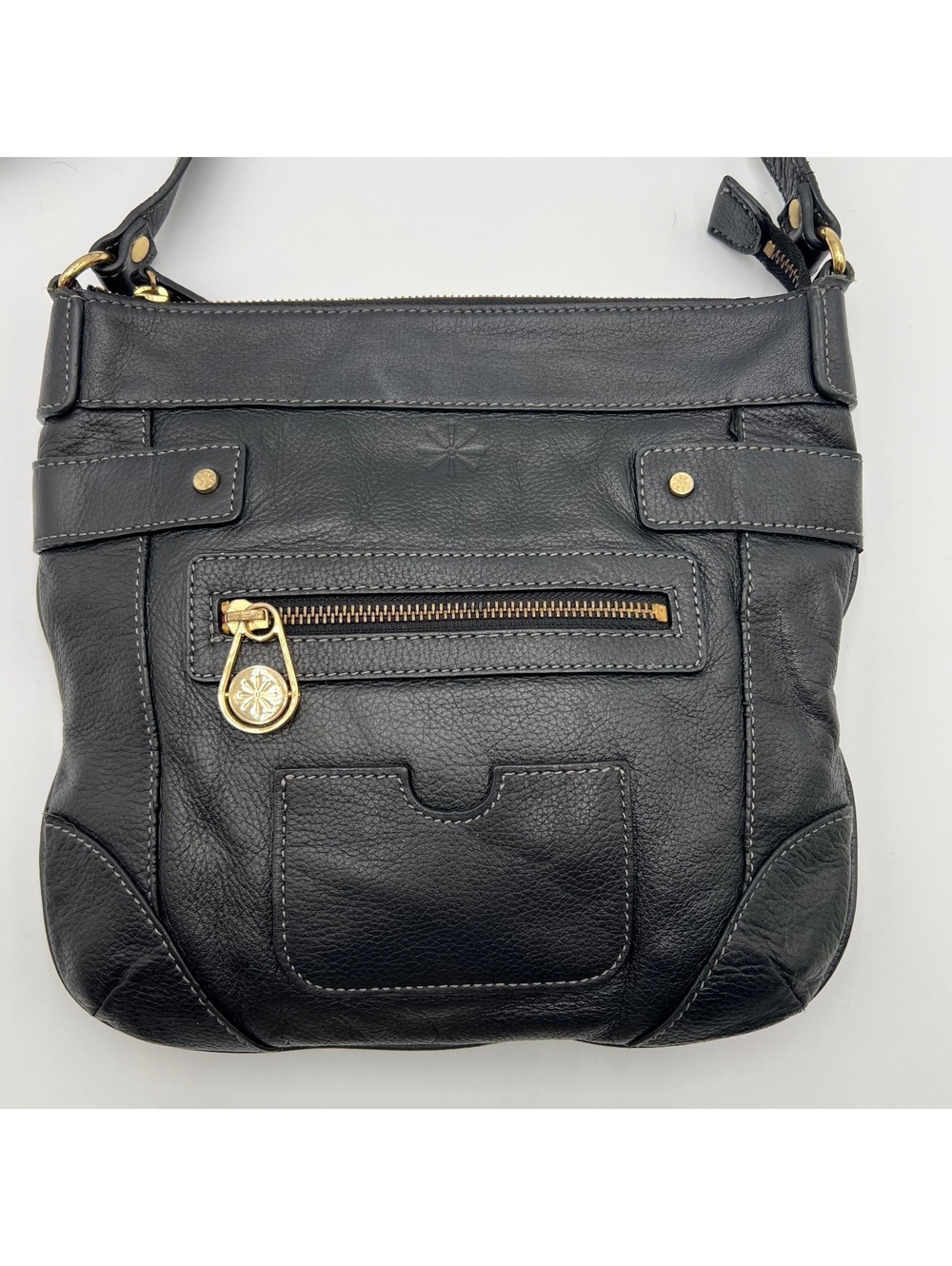 Isaac Mizrahi black pebbled leather Crossbody (SKU-0480)